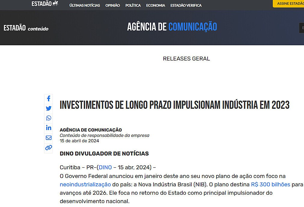 INVESTIMENTOS DE LONGO PRAZO IMPULSIONAM INDSTRIA EM 2023